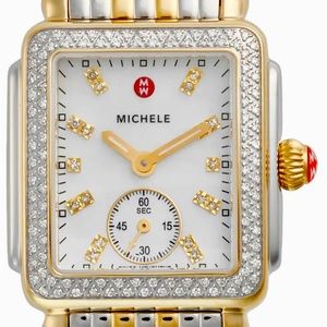 Michele Deco Diamond Watch Head & Bracelet Band, 29mm w/extra colored bands.